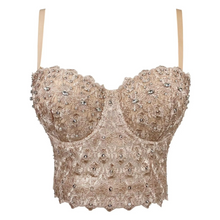 Load image into Gallery viewer, Sparkling Diamond Lace Beaded Embroidered Women's Tank Top
