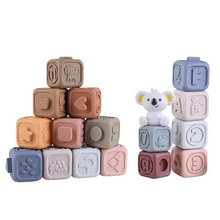 Load image into Gallery viewer, Baby Montessori Silicone Building Blocks and Koala Teething Stacking Toy Set
