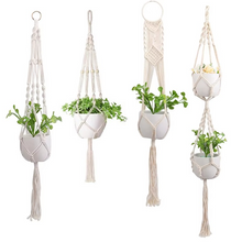 Load image into Gallery viewer, Handmade Macrame Plant Hanger Basket – Knotted Rope Holder for Flower Pots, Balcony, and Home Garden Décor
