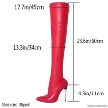 Load image into Gallery viewer, Red Stiletto Over-the-Knee Boots with Back Zip
