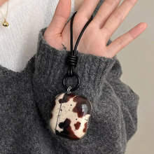 Load image into Gallery viewer, Black Agate Pattern AirPods Protective Case with Leather Keyring
