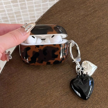 Load image into Gallery viewer, Retro Leopard Print Heart Keychain Case For AirPods
