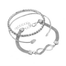 Load image into Gallery viewer, Elegant Rhinestone Heart &amp; Infinity Bracelet Set for Women - 3 Pieces
