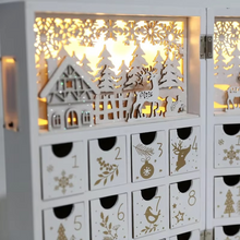 Load image into Gallery viewer, Wooden LED House Advent Calendar, 24 Day Countdown Table Ornament
