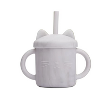 Load image into Gallery viewer, Baby Silicone Feeding Cup with Double Handles and Cat Design
