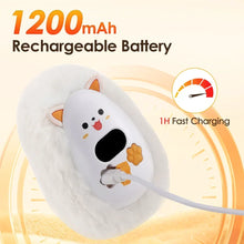 Load image into Gallery viewer, Rechargeable Hand Warmer with Cat Plush Cover and Digital Display, 1200 mAh

