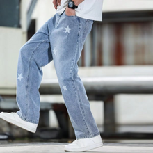 Load image into Gallery viewer, Men's Versatile Wide-Leg Blue Denim Pants
