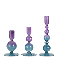 Load image into Gallery viewer, Elegant 3 Piece Glass Candlestick Holder Set for Table and Home Décor

