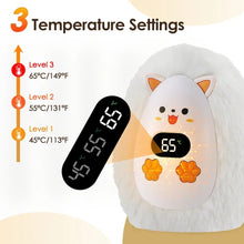 Load image into Gallery viewer, Rechargeable Hand Warmer with Cat Plush Cover and Digital Display, 1200 mAh
