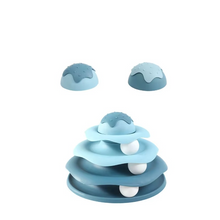 Load image into Gallery viewer, Interactive Cat Tower Toy with Roller Balls, Multi-Level Puzzle Track for Kittens and Cats
