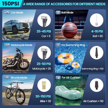 Load image into Gallery viewer, Portable Tire Inflator Air Compressor, 180 PSI Rechargeable Pump with 25000mAh Battery
