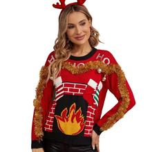 Load image into Gallery viewer, Cozy Red Knit Christmas Hoodie for Women

