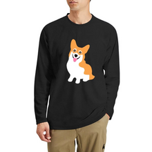 Load image into Gallery viewer, Corgi Smile Long Cotton Graphic T-Shirt for Men
