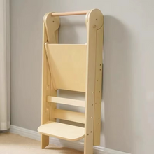 Load image into Gallery viewer, Modern Design Foldable Step Stool Kids Wooden Kitchen Tower - Safe and Versatile Helper for Kids
