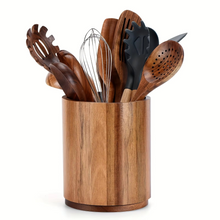 Load image into Gallery viewer, Extra Large Acacia Wood Utensil Holder with 360 Degree Rotating Base

