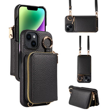 Load image into Gallery viewer, Premium Leather Multi-Function iPhone Case with Anti-Degaussing Protection

