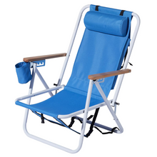 Load image into Gallery viewer, 2-Pack Foldable High-Strength Beach Chairs with Adjustable Headrest – Blue
