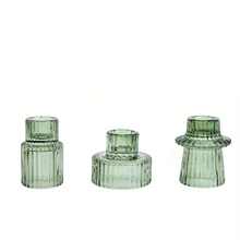 Load image into Gallery viewer, Glass Taper Candle Holder Boho Ribbed Glass Votive for Table Centerpiece and Home Décor
