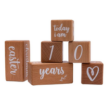 Load image into Gallery viewer, Engraved Beech Wood Baby Milestone Block Set
