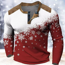 Load image into Gallery viewer, Christmas Snowflake Gradient 3D Print Henley Shirt for Men
