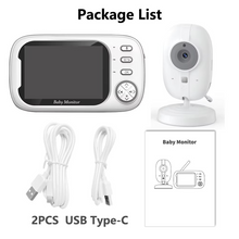 Load image into Gallery viewer, Advanced 3.5" Wireless Baby Monitor with Night Vision, Temperature Sensor, and Two-Way Audio
