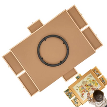 Load image into Gallery viewer, Wooden Rotating Puzzle Table with 6 Storage Drawers and Protective Cover
