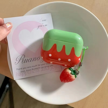 Load image into Gallery viewer, 3D Strawberry Silicone AirPods Case with Soft Cover and Charm Pendant
