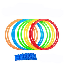 Load image into Gallery viewer, Outdoor Agility Training Ring Set – 11in or 15in Checkered Connectors for Speed, Balance, and Fun
