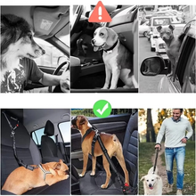Load image into Gallery viewer, Adjustable Reflective 2-in-1 Dog Car Seatbelt Tether with Headrest Restraint

