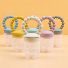 Load image into Gallery viewer, 4-Piece Silicone Baby Fruit Feeder Set with Comfort Grip Handle and Extra Feeding Pouches
