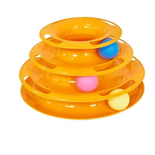 Load image into Gallery viewer, Interactive Cat Tower Toy with Roller Balls, Multi-Level Puzzle Track for Kittens and Cats
