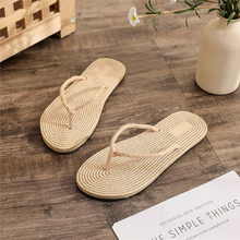 Load image into Gallery viewer, Women's Linen Indoor &amp; Beach Slide Slippers – Breathable Comfort Flats
