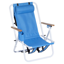 Load image into Gallery viewer, 2-Pack Foldable High-Strength Beach Chairs with Adjustable Headrest – Blue
