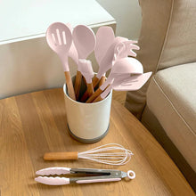 Load image into Gallery viewer, Silicone Cooking Utensil Set, BPA Free with Wooden Handles
