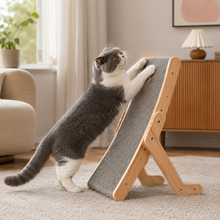 Load image into Gallery viewer, Curved Wood Cat Scratcher with Angled Surface for Scratching and Lounging
