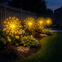 Load image into Gallery viewer, Solar Starburst Garden Stake Lights Set of 2 with Fairy Light Strands in Two Color Options
