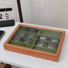 Load image into Gallery viewer, Solid Wood Glasses Organizer with Glass Lid and 8 Compartments
