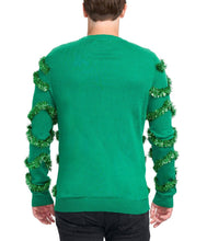 Load image into Gallery viewer, Mens Gaudy Garland Christmas Sweater with Shiny Baubles and Tinsel Trim
