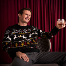 Load image into Gallery viewer, Mens Deer and Beer Ugly Christmas Sweater with Trees and Snowflake Pattern
