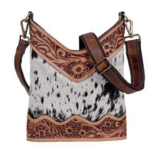 Load image into Gallery viewer, Tooled Leather Crossbody Bag, Durable Everyday Carry 12x11 Inch

