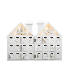 Load image into Gallery viewer, Wooden LED House Advent Calendar, 24 Day Countdown Table Ornament
