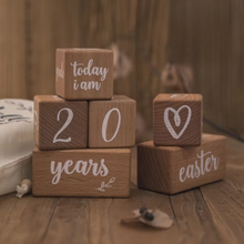 Load image into Gallery viewer, Engraved Beech Wood Baby Milestone Block Set
