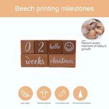 Load image into Gallery viewer, Engraved Beech Wood Baby Milestone Block Set
