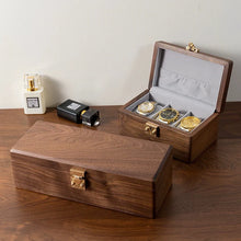 Load image into Gallery viewer, Solid Walnut Watch Collection Box with Glass Lid
