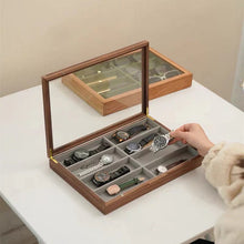 Load image into Gallery viewer, Solid Wood Glasses Organizer with Glass Lid and 8 Compartments
