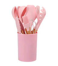 Load image into Gallery viewer, Silicone Cooking Utensils Set Heat-Resistant BPA-Free Bamboo Handle
