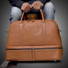 Load image into Gallery viewer, Women Leather Duffel Bag, Top Grain Buffalo Leather, Brown

