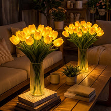 Load image into Gallery viewer, Light Up Tulip Bouquet with Ten Glowing Blooms Battery Powered in Yellow Blue Pink Or Red
