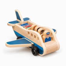 Load image into Gallery viewer, Wooden Push Pull Airplane with Pilot and Passenger Figures for Toddlers
