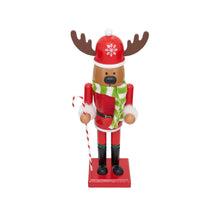 Load image into Gallery viewer, Decorative Reindeer Nutcracker Figure with Carved Antlers and Flat Base for Mantel Display
